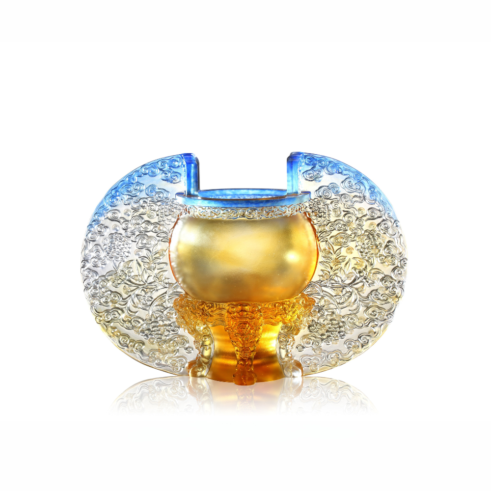 LIULI Crystal Art, Crystal Ding Vessel, Harmony Bears Witness to Brilliance