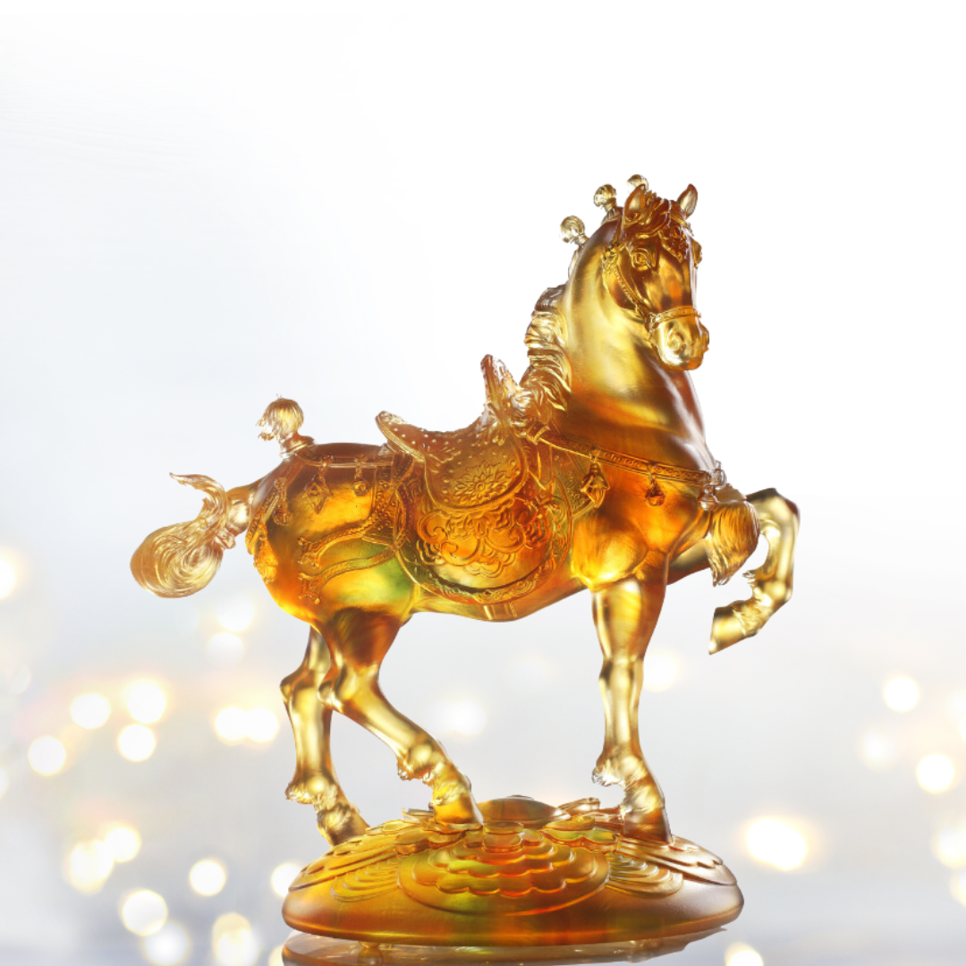 LIULI Crystal Art Horse Sculpture, Exultation