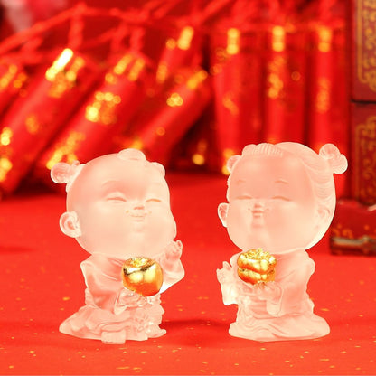 Crystal Doll, Doll of Peace & Good Fortune-Baby Peace & Baby Ruyi (Set of 2)