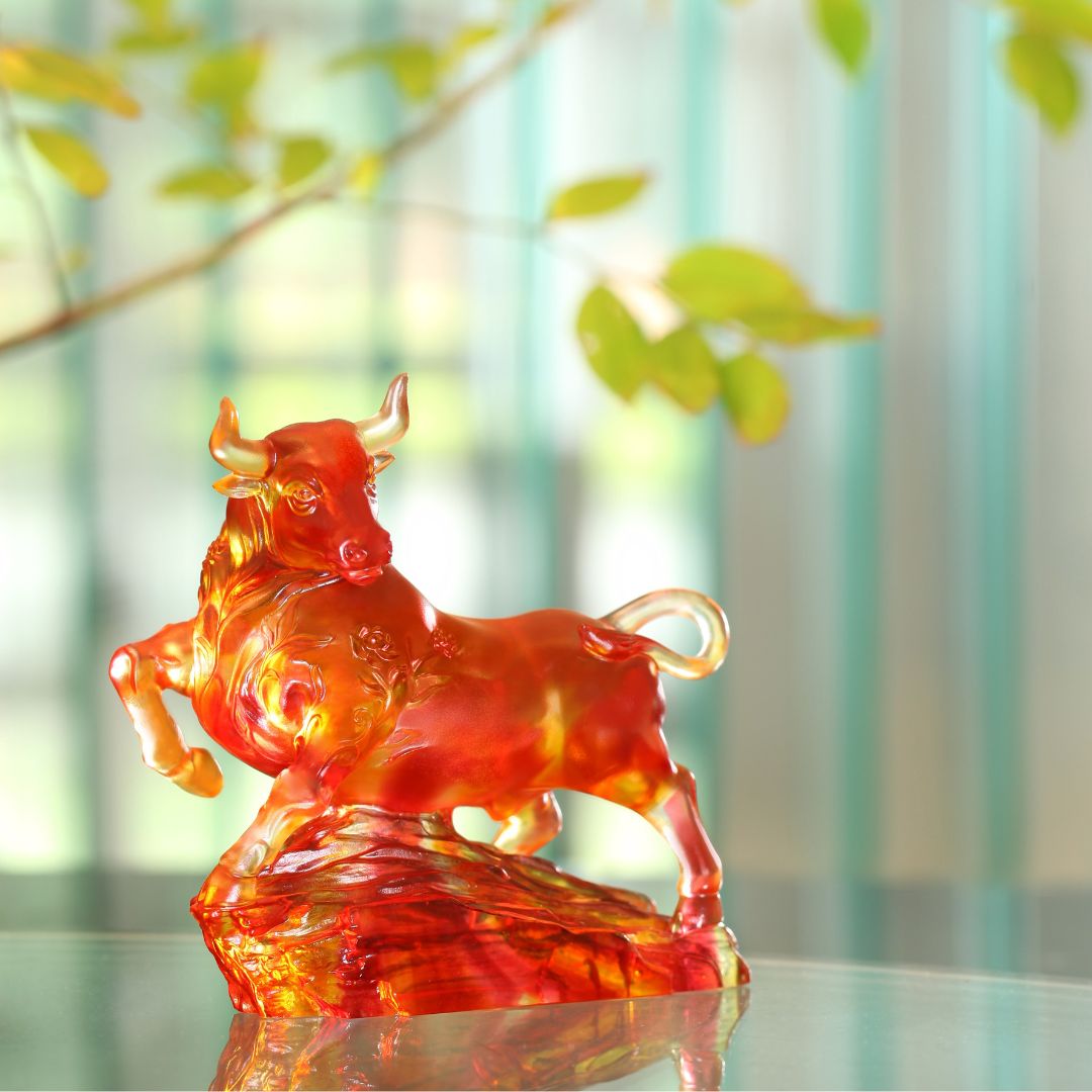 LIULI Crystal Year of the Ox Sculpture Easterly Winds