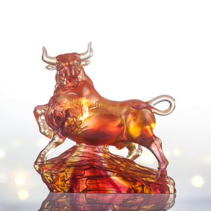 LIULI Crystal Year of the Ox Sculpture Easterly Winds