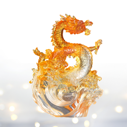 LIULI Crystal Art, Dragon, Ocean Wave, Dragon of Excellence