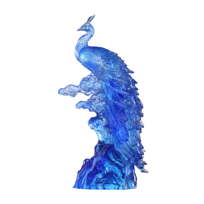 LIULI Crystal Art, Crystal Bird, Peacock, Divine Splendour