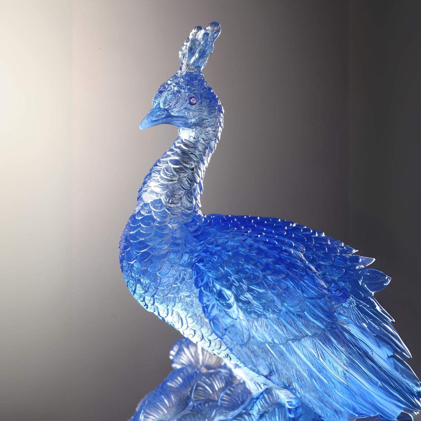 LIULI Crystal Art, Crystal Bird, Peacock, Divine Splendour