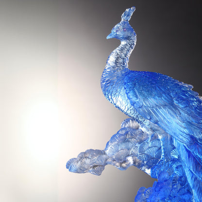 LIULI Crystal Art, Crystal Bird, Peacock, Divine Splendour