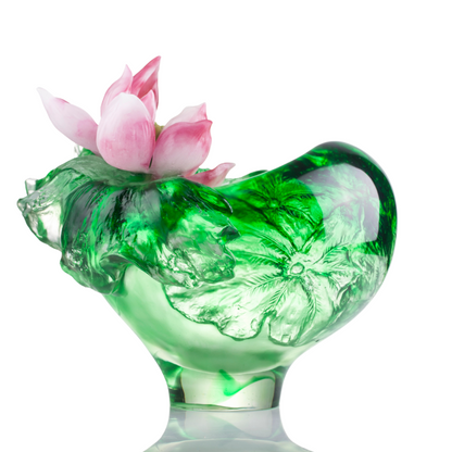 LIULI Crystal Floral Vase, Lotus Pond Leisure