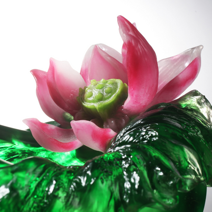 LIULI Crystal Floral Vase, Lotus Pond Leisure