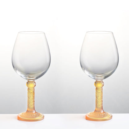 Crystal Wine Goblet, Burgundy Glass, Flower Moon Duo (Set of 2)