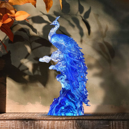 LIULI Crystal Art, Crystal Bird, Peacock, Divine Splendour