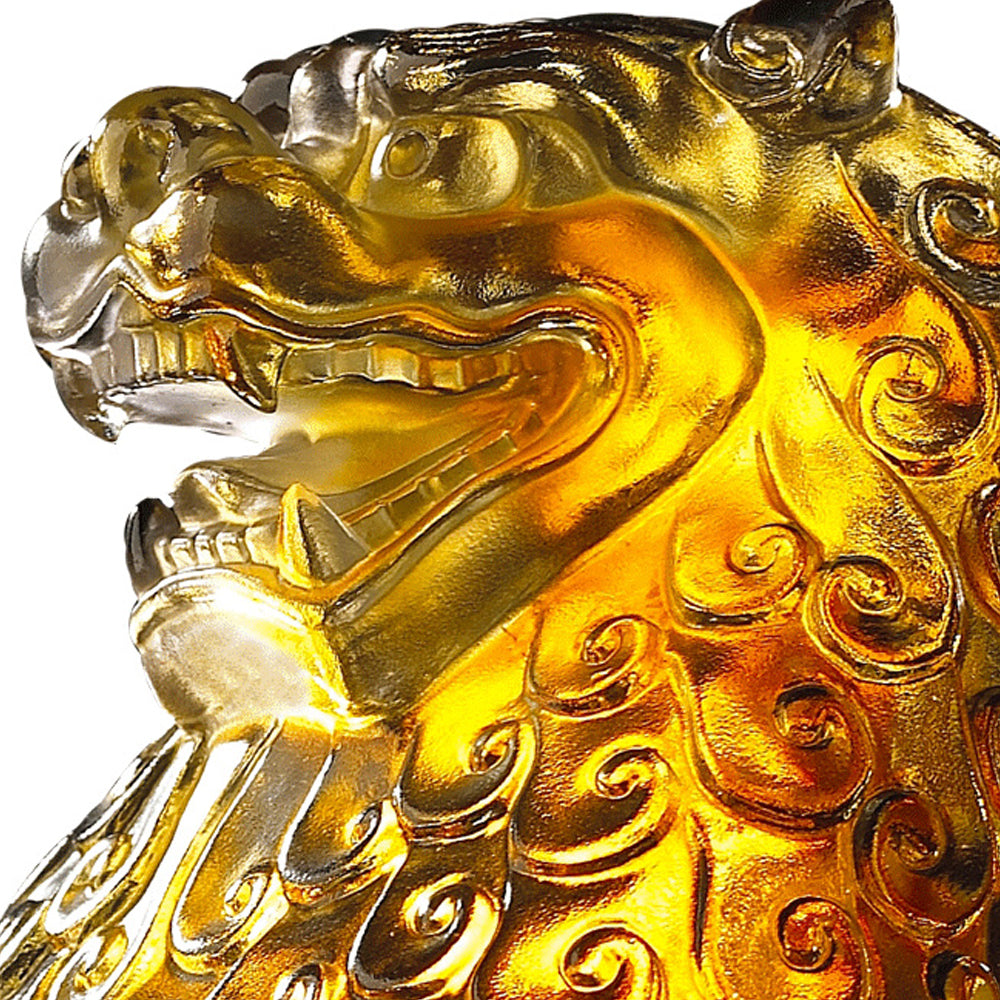 Crystal Fu Dog, Foo Dog, Guardian Lion, Mighty Heavens - LIULI Crystal Art