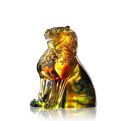 Crystal Fu Dog, Foo Dog, Guardian Lion, Mighty Heavens - LIULI Crystal Art