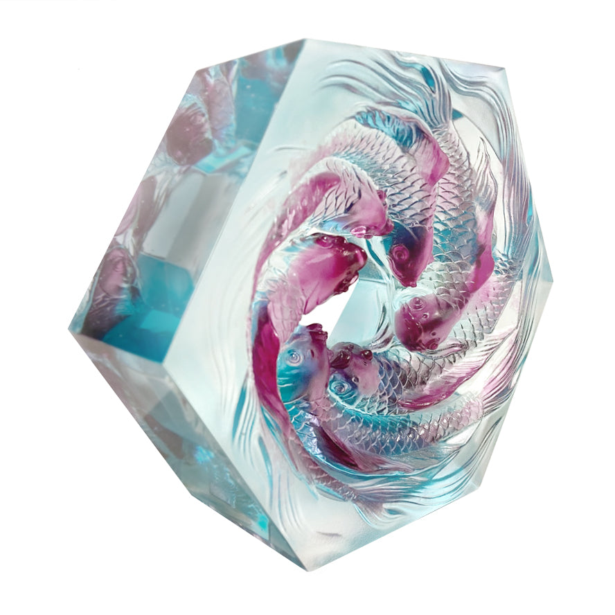 LIULI Crystal Art Roiling Waters Crystal Koi Fish Sculpture – LIULI ...