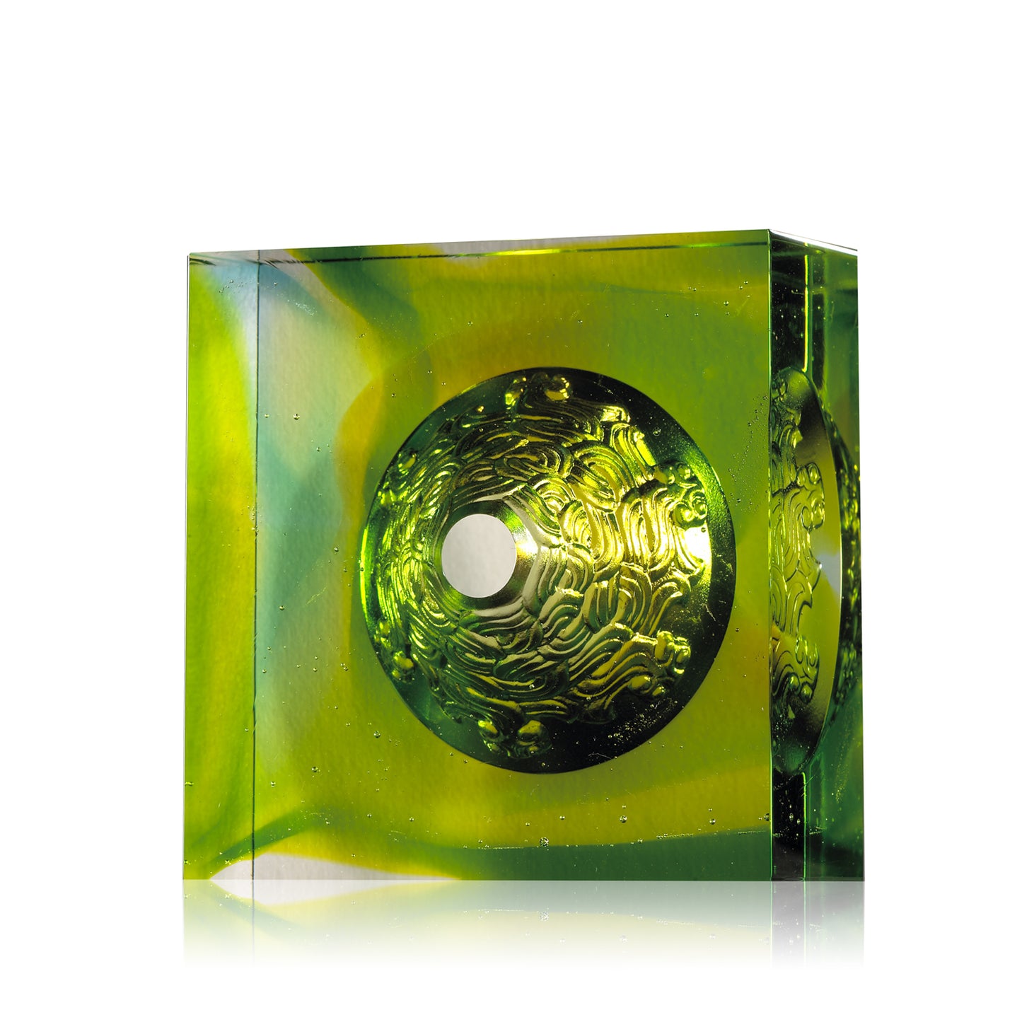 Crystal Paperweight, Everlasting Prosperity - LIULI Crystal Art